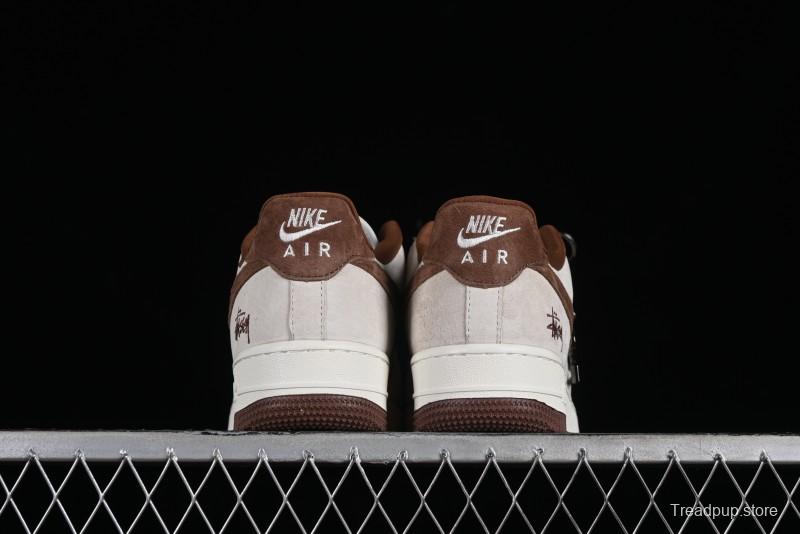 Nike Air Force 1 '07 Low Stussy Collaboration - Coffee Pig Suede Low-Top Casual Sneakers - HD1968-017