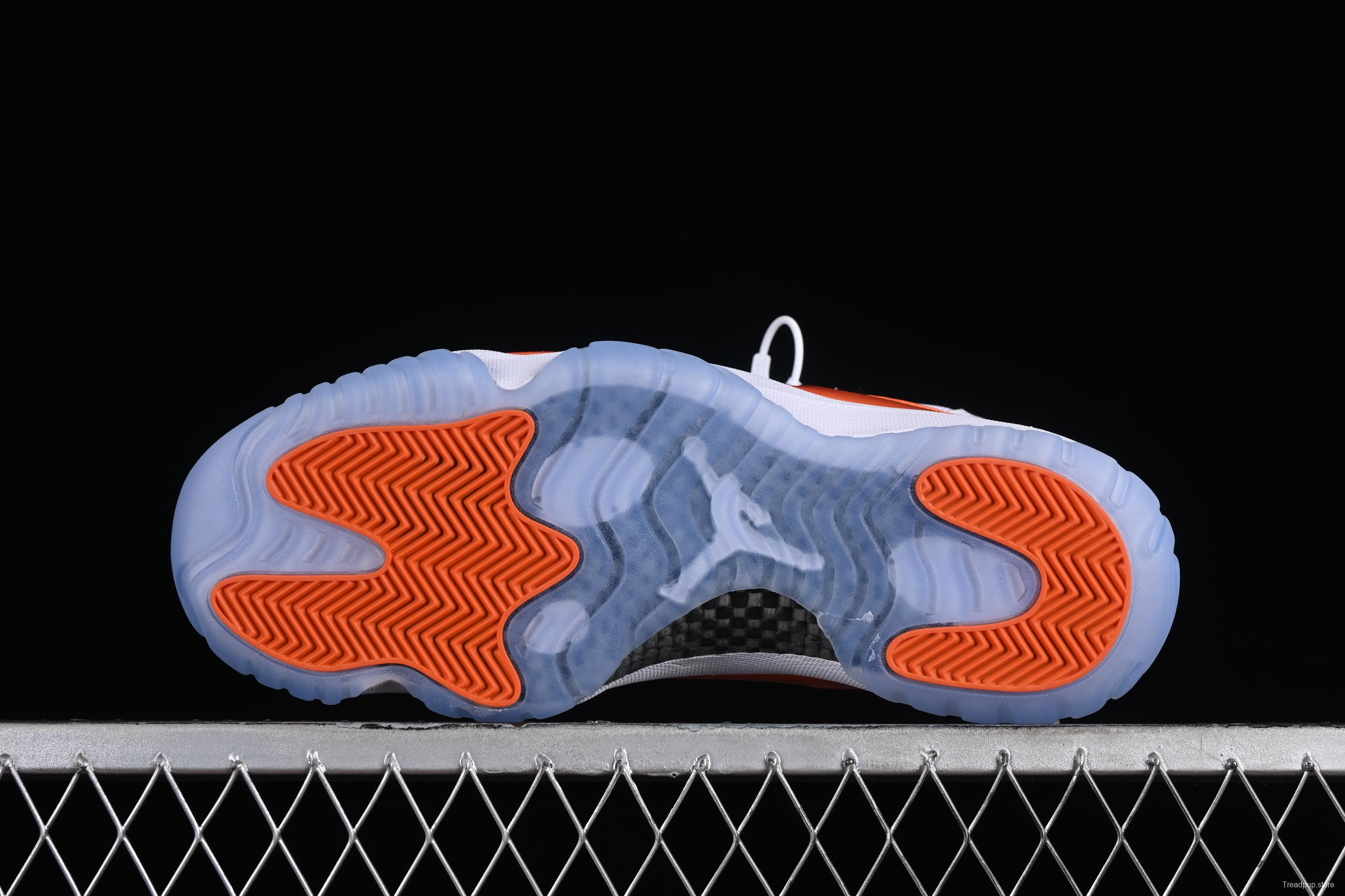 Nike Air Jordan 11 Retro Basketball Shoes with White Orange Design - 378037-002
