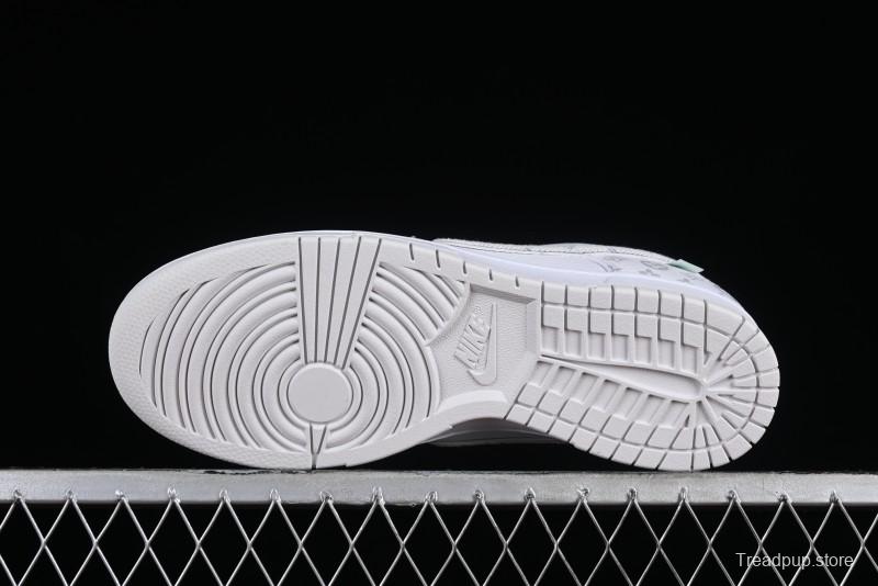 Nike SB Dunk Low Louis Vuitton Collaboration - White Grey Print High-End Custom Low-Top Casual Skate Shoes - LV0526-592