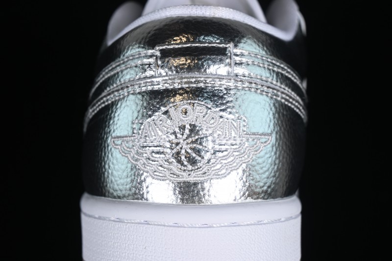 Nike Air Jordan 1 Low "Metallic Silver" Casual Sneakers with Metallic Accents - FN5030-001