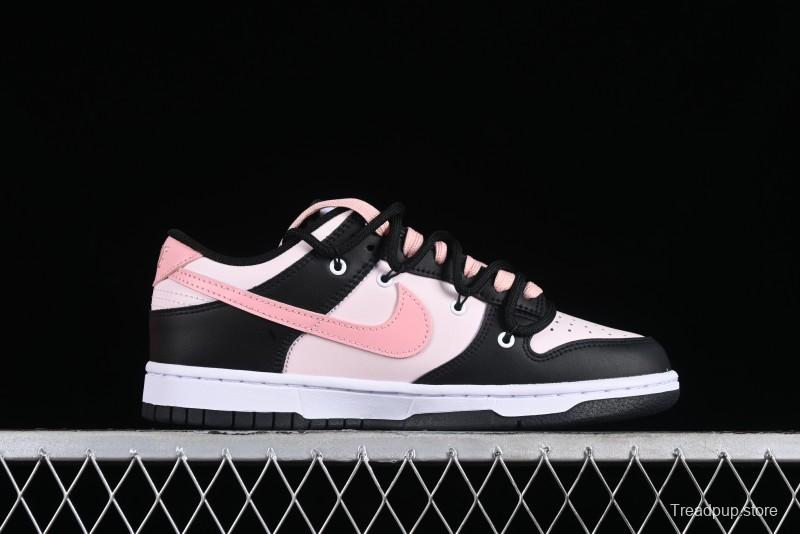 Nike Dunk Low Custom Deconstructed Strap Casual Sneakers in Black Pink - CW1590-100