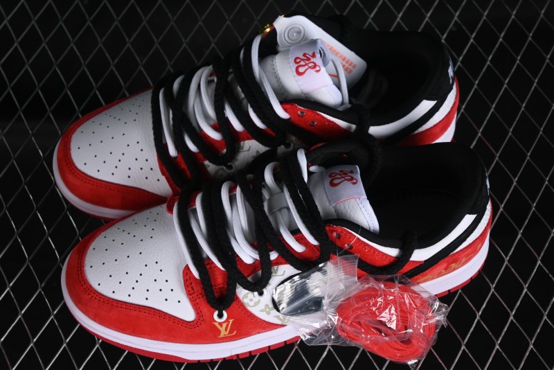 Nike SB Dunk Low Year of the Dragon Limited Edition - Black Swoosh Red Luck High-End Custom Low-Top Casual Sneakers - SJ2068-231