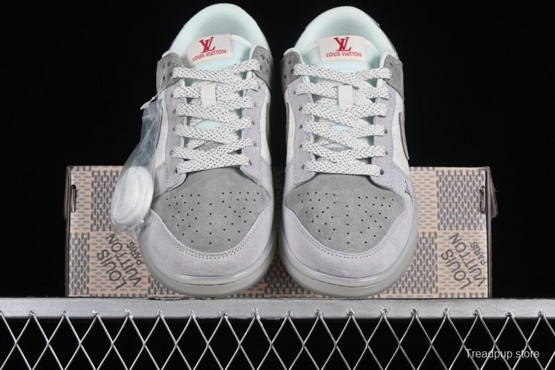 Nike SB Dunk Low LV Collaboration - Beige Grey Crystal Sole Night Light Anniversary High-End Custom Low-Top Casual Sneakers - CR8033-503