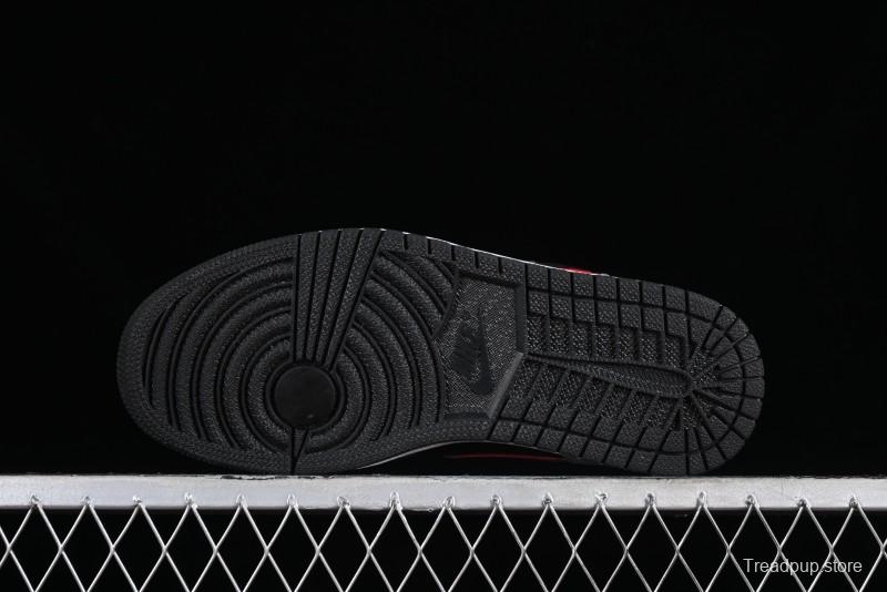 Nike Air Jordan 1 Low AJ1 Basketball Shoes in Grey Black with Red Swoosh - FZ4183-002