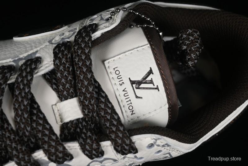 Nike Dunk Low LV Louis Vuitton - Beige Black Denim Anniversary High-End Custom Sneakers - DQ1098-341