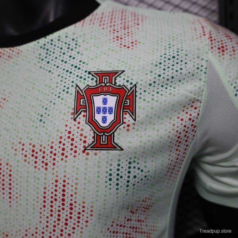 Player Version 2025 Portugal Away Mint Green Jersey with Graphic Pattern