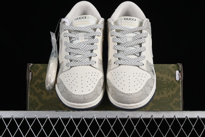 Nike SB Dunk Low Gucci Collaboration - Smoke Grey Anniversary Custom Low-Top Casual Sneakers - CF3688-003