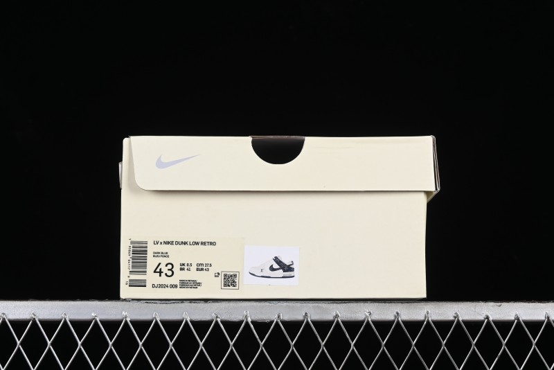 Nike SB Dunk Low LV Collaboration - Black Denim Off-White Black Swoosh Anniversary Custom Low-Top Casual Skate Shoes - DJ2024-009