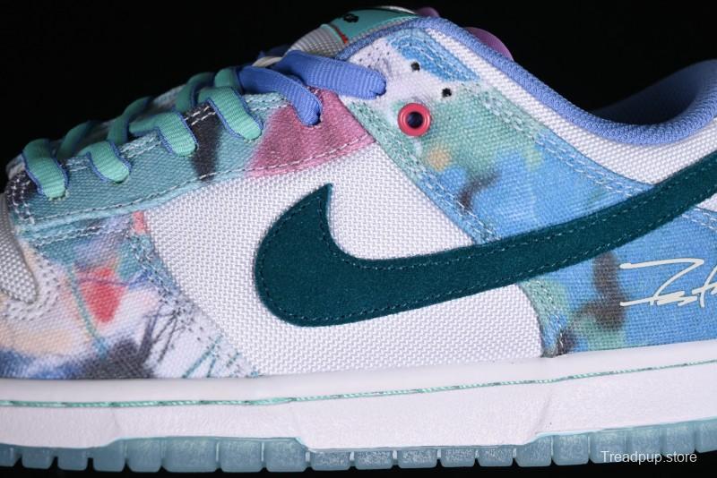 Nike Futura x Dunk Low Pro SB Skate Shoes with Tie-Dye Design - HF6061-400