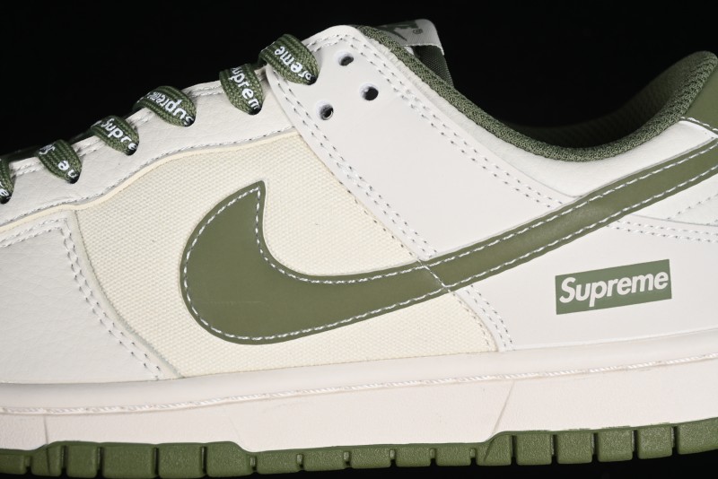 Nike SB Dunk Low Supreme Collaboration - Military Green Canvas Anniversary Custom Low-Top Casual Skate Shoes - BB6698-516