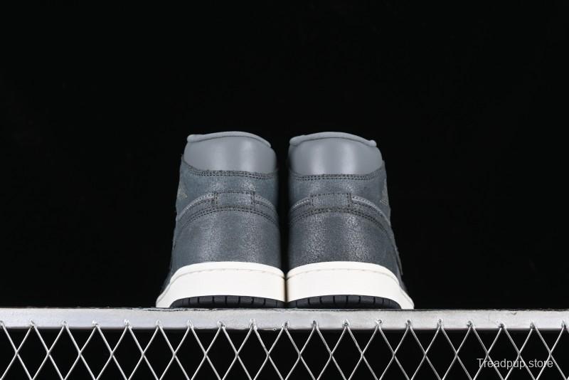 Nike Air Jordan 1 Mid Basketball Shoes in Space Gray - FJ3448-001