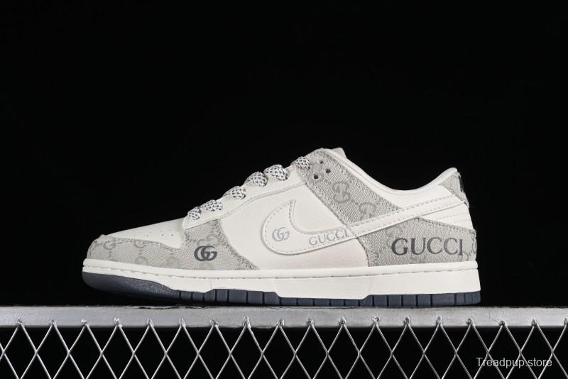 Nike SB Dunk Low Gucci Collaboration - Smoke Grey Anniversary Custom Low-Top Casual Sneakers - CF3688-003