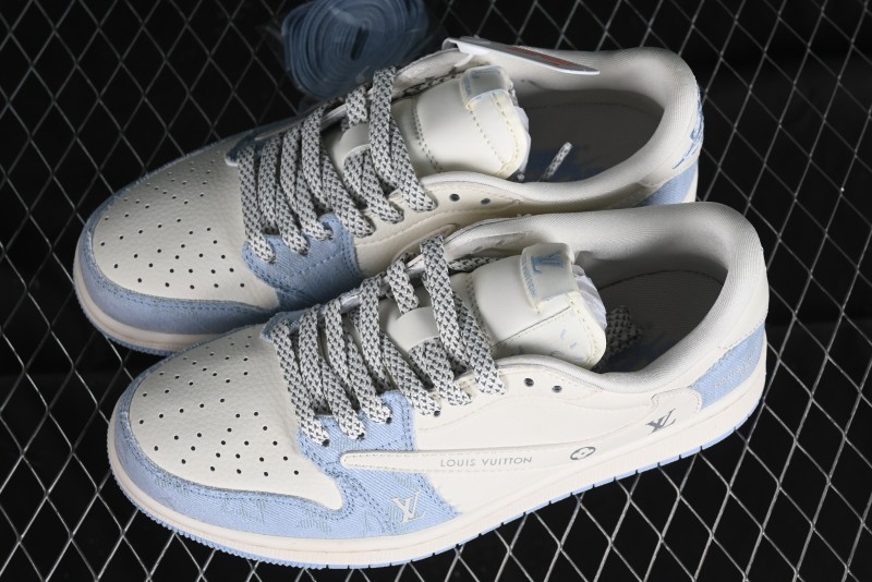 Nike Travis Scott x Fragment Design x Jordan Air Jordan 1 Low OG SP AJ1 LV Peacock Blue Low-top Casual Sneakers - LJ5188-003