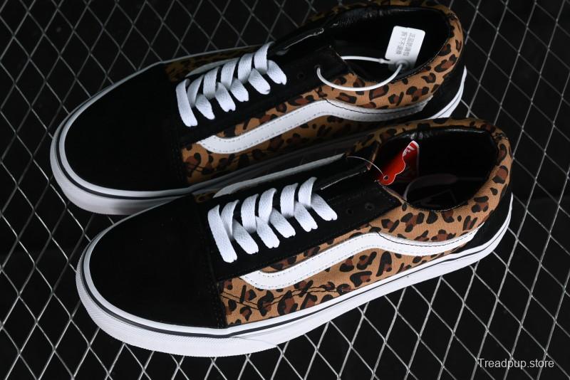 Vans Old Skool Classic Retro Low-Top Canvas Sneakers with Leopard Print and Slip-Resistant Sole - VN000CR5CJK
