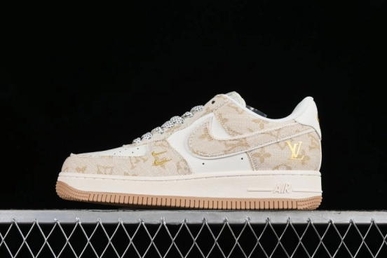 Nike Air Force 1 '07 Low V Collaboration - Khaki Mini Swoosh Low-Top Casual Sneakers - SJ2088-001