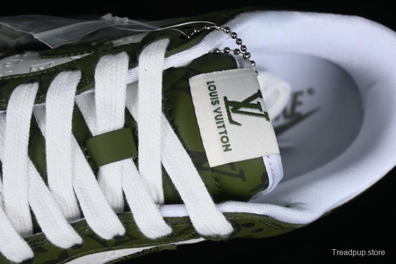 Nike SB Dunk Low LV Collaboration - Embroidered White Green Print Anniversary High-End Custom Low-Top Casual Sneakers - DQ1098-362