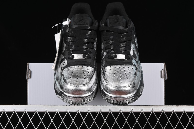 Nike Air Force 1 '07 Low Graffiti Black Silver Anime Hand-Painted Casual Sneakers - CW2288-012
