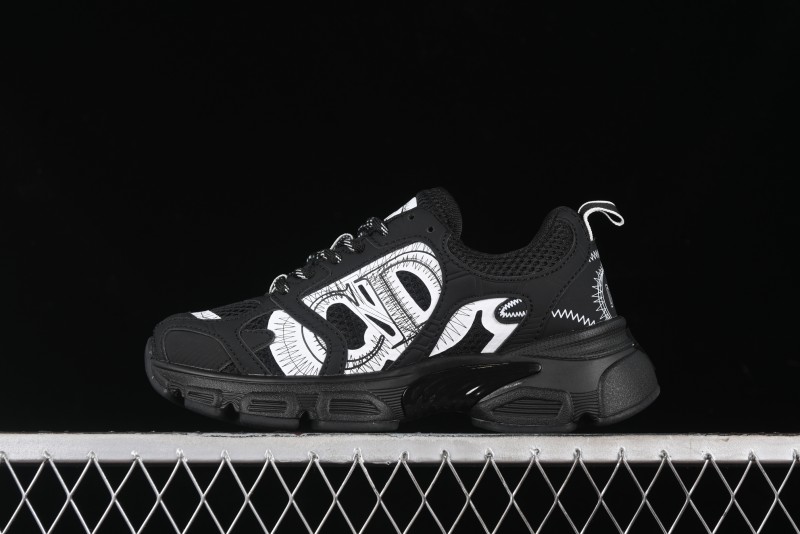 Dior Chrono Round Toe Lace-Up Lifestyle Casual Running Sneakers - 6865 BLACK WHITE
