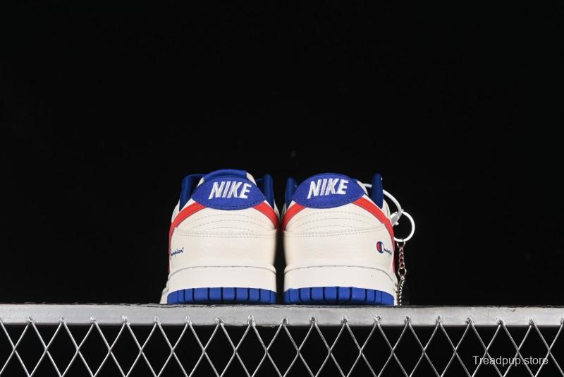 Nike SB Dunk Low Championship Collaboration - Off-White Red Swoosh Anniversary Custom Low-Top Casual Skate Shoes - KK1688-021