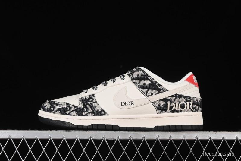 Nike SB Dunk Low Dior Collaboration - Black Grey Pattern Anniversary High-End Custom Low-Top Casual Sneakers - XY1688-010