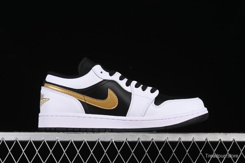 Nike Air Jordan 1 Low AJ1 Black White Gold Hook Basketball Shoes - 553558-172