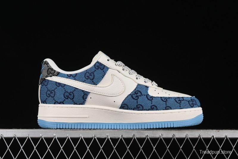 Nike Air Force 1 '07 Low Gucci Collaboration - Blue Floral Print Casual Sneakers - BB9577-101