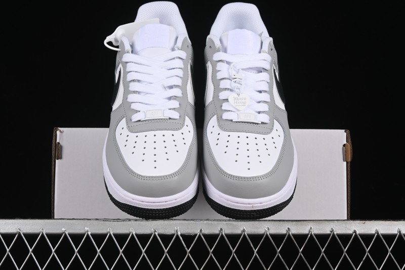 Nike Air Force 1 '07 Low White Grey Black Double Swoosh Casual Sneakers - DY8899-001