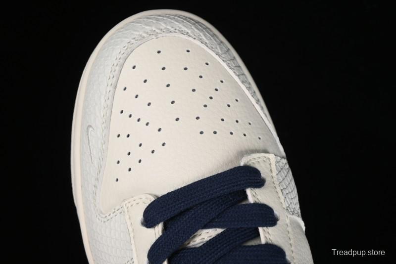 Nike SB Dunk Low Supreme Collaboration - White Dragon Scale Anniversary Custom Low-Top Casual Skate Shoes - BB8685-101
