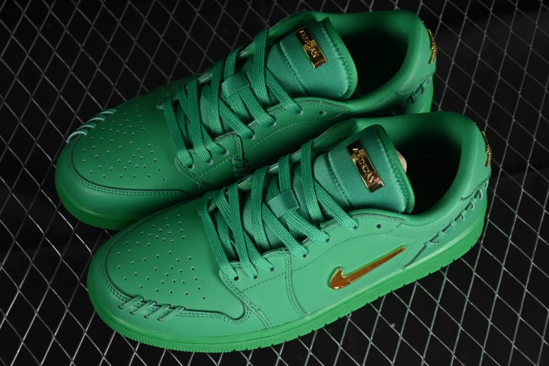 Nike Air Jordan 1 Low "Method of Make" Casual Sneakers in Green and Gold - FN5032-300