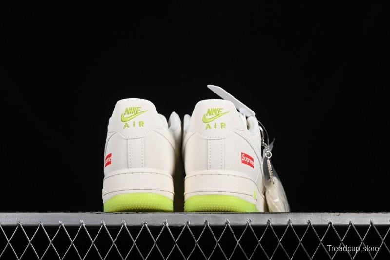 Nike Air Force 1 '07 Low Supreme Casual Sneakers in White-Fluorescent Green - BB7577-219