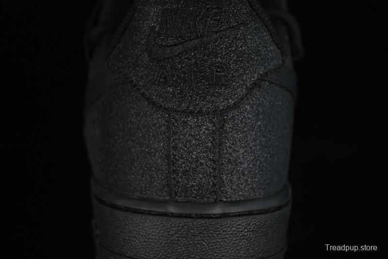 Nike Air Force 1 '07 Low Cleanfit High Street Retro Style All Black Star-Studded Diamond Accents Lace-Up Low-Top Casual Sneakers - ZH0316-030