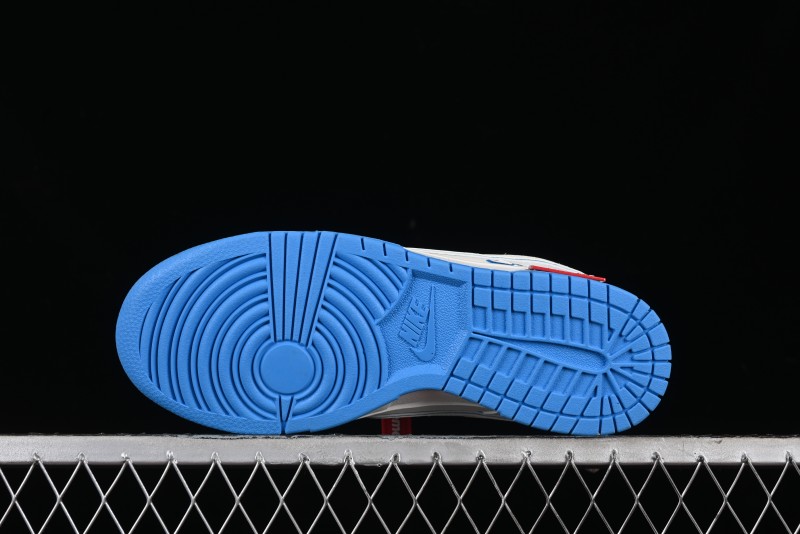 Nike SB Dunk Low Supreme Collaboration - Cream White with Sky Blue Swoosh Anniversary Customized Low-Top Casual Skate Shoes - DJ2024-012