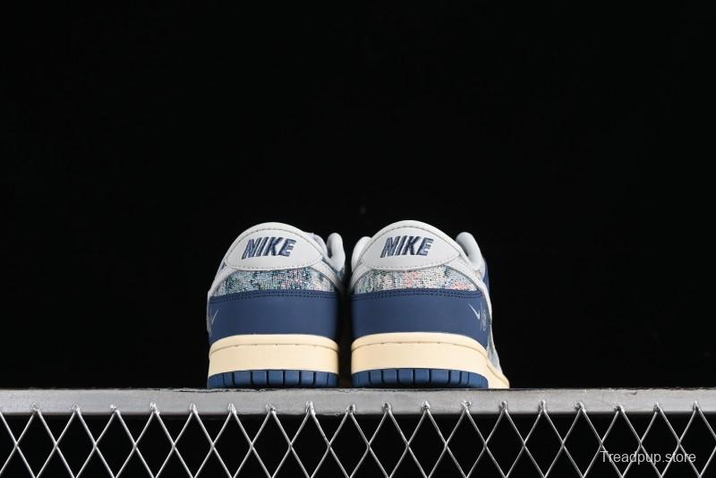 Nike SB Dunk Low CLOT Collaboration - Gray Blue Knit Anniversary Custom Low-Top Casual Skate Shoes - JH8310-950
