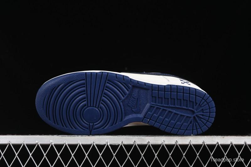 Nike SB Dunk Low OFF-WHITE Collaboration - Beige Navy Swoosh Anniversary Custom Low-Top Casual Skate Shoes - DJ2024-011