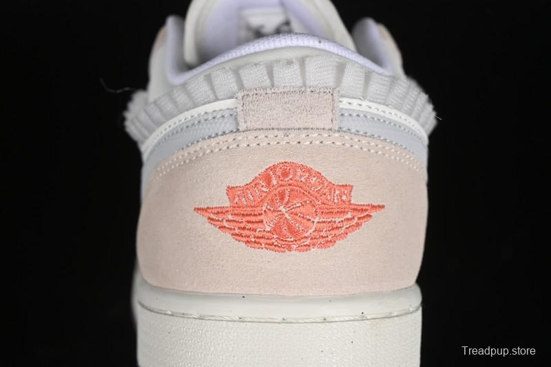 Nike Air Jordan 1 Low Retro Casual Sneakers with Smooth Leather and Suede - FQ8094-100