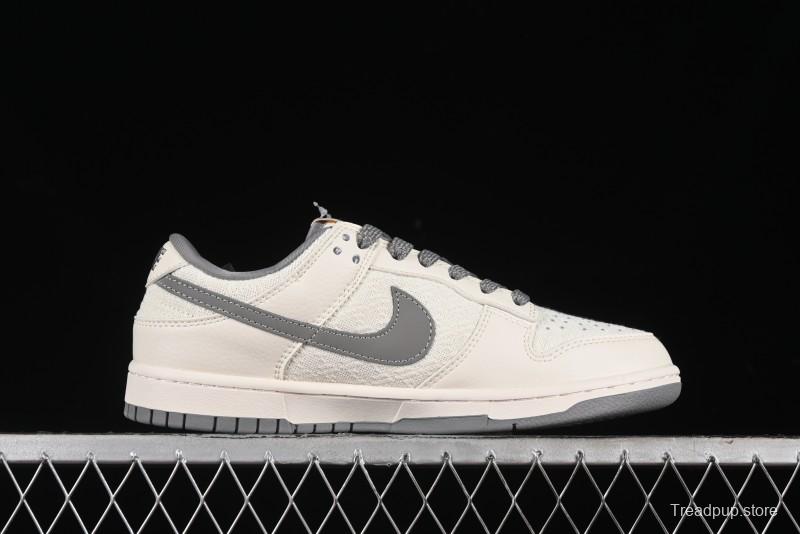 Nike SB Dunk Low Gucci Collaboration Anniversary High-End Custom Sneakers in Off-White & Dark Gray Swoosh - DQ1098-383