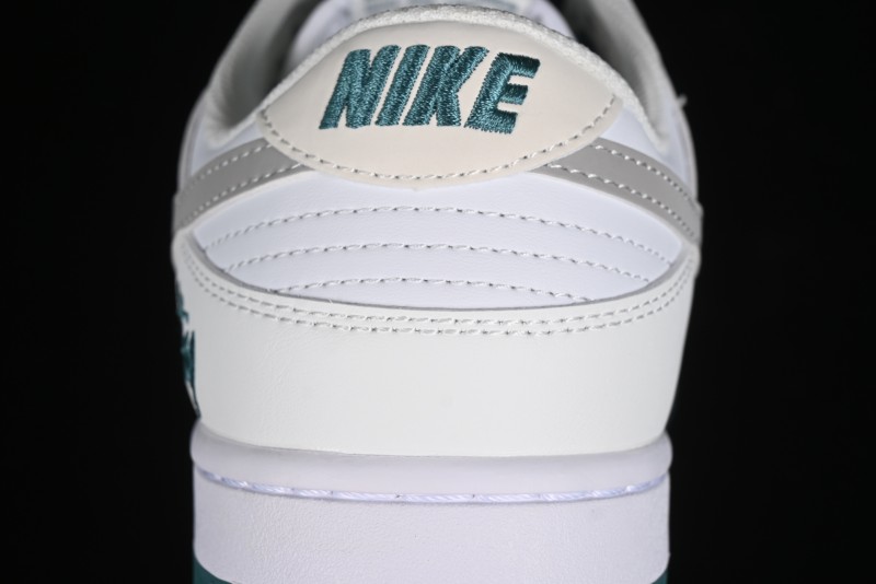 Nike SB Dunk Low Stussy Collaboration - White Grey Green Print Anniversary High-End Custom Low-Top Casual Skate Shoes - XX2025-808