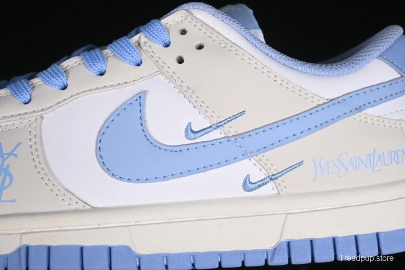 Nike SB Dunk Low Saint Laurent Series - White Grey Blue Swoosh Anniversary High-End Custom Low-Top Casual Sneakers - GF2409-168
