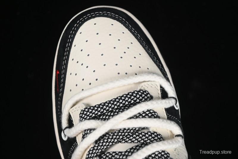 Nike SB Dunk Low Stussy Collaboration - White Embroidery Black Swoosh Anniversary Custom Low-Top Casual Sneakers - SJ2068-311