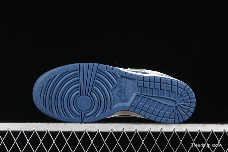 Nike SB Dunk Low LV Collaboration - Beige Blue Print Anniversary High-End Custom Low-Top Casual Skate Shoes - JH8310-954