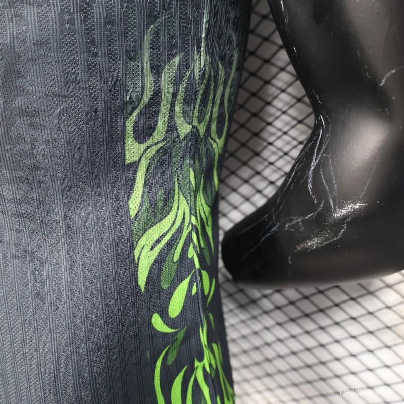 Player Version 2025 Brazil Dark Grey with Neon Green Flame Jersey