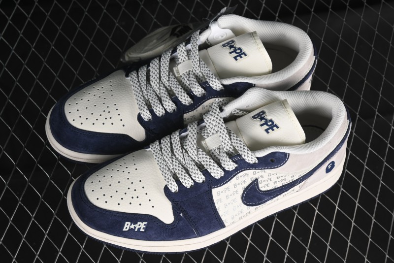 Nike Air Jordan 1 Low BAPE Collaboration Retro Basketball Shoes - WG8850-015
