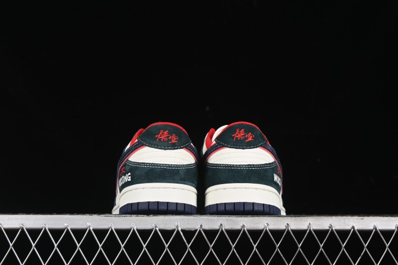 Nike SB Dunk Low Wukong Series - Beige with Navy Swoosh Anniversary Customized Low-Top Casual Skate Shoes - DJ2024-035