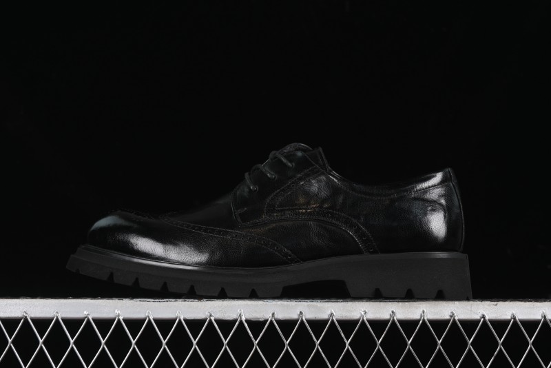 Ecco Block Brogue Business Derby Round Toe Genuine Leather Dress Shoes - 63667201001