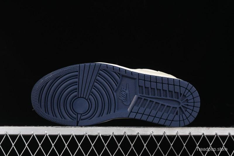 Nike Travis Scott x Fragment Design x Air Jordan 1 Low OG SP AJ1 Supreme Collaboration - Deep Blue Red Culture Casual Sneakers - XY2688-122