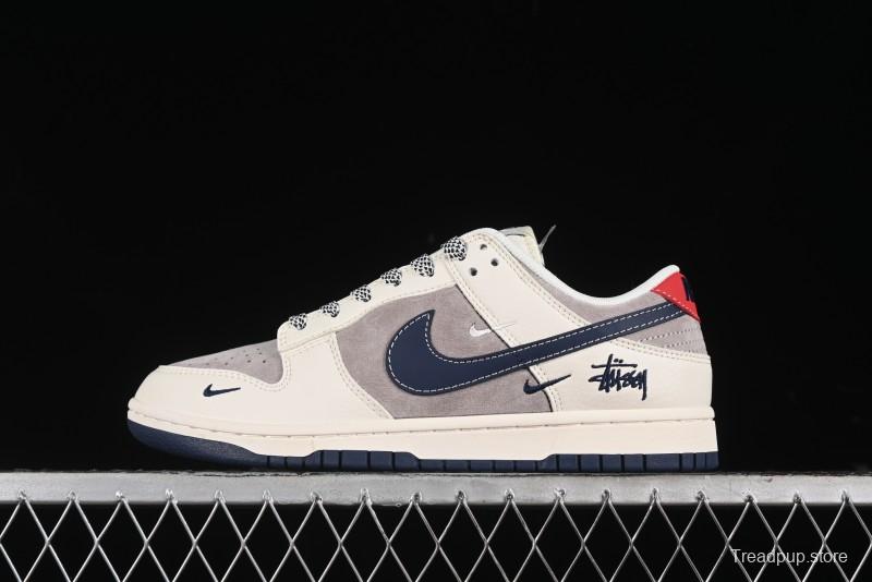 Nike SB Dunk Low Stussy Anniversary High-End Custom Sneakers with Blue Swoosh - SJ1089-003