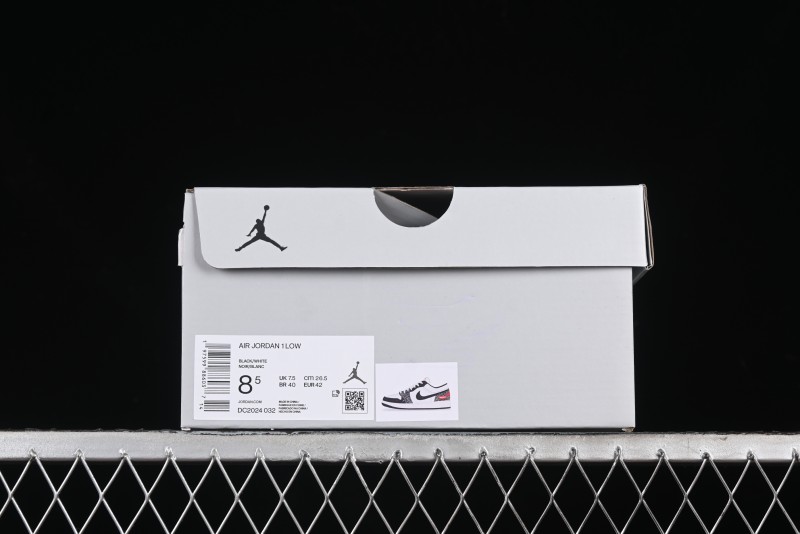 Nike Air Jordan 1 Low Supreme Collaboration - Black White Embossed Custom Retro Basketball Shoes DC2024-032