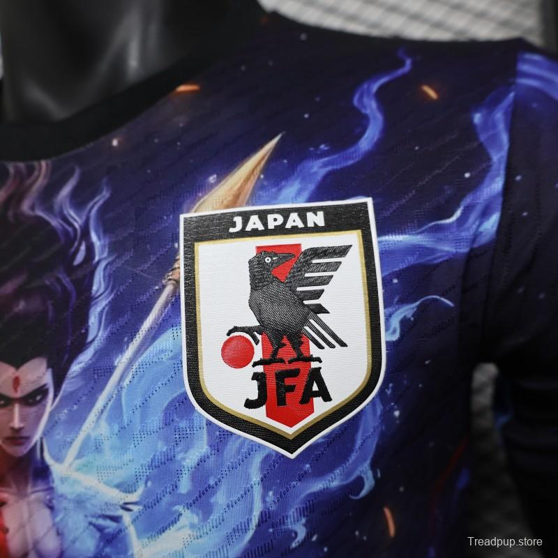 Player Version 2025 Japan NA ZHA Black with Fire & Ice Warrior Jersey