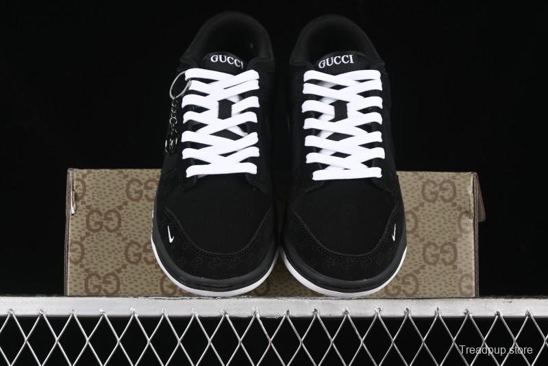 Nike SB Dunk Low Gucci Collaboration Dark Floral Pattern Anniversary Custom Low-Top Casual Sneakers - FC1688-140