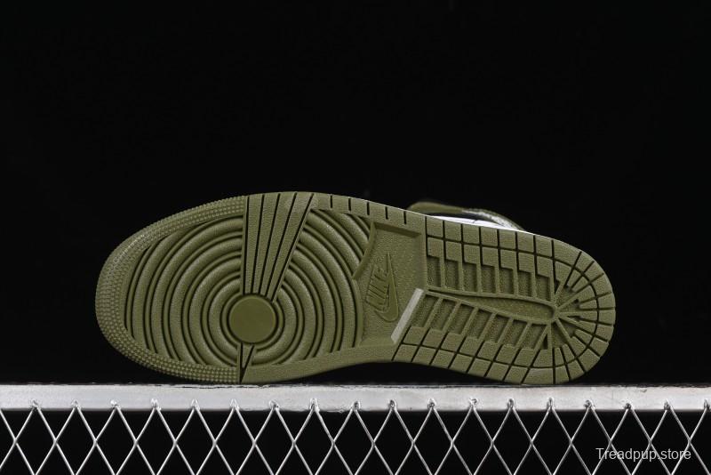 Nike Air Jordan 1 Mid AJ1 Army Green Mid-Top Casual Sneakers - DQ8426-092